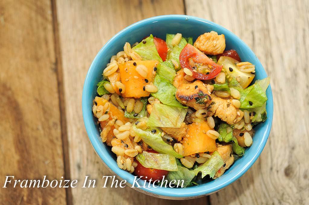 Salade au poulet mariné et melon