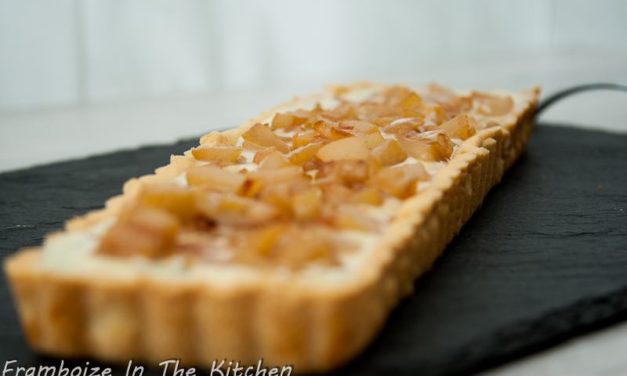 Tarte aux pommes, chocolat blanc amande basilic