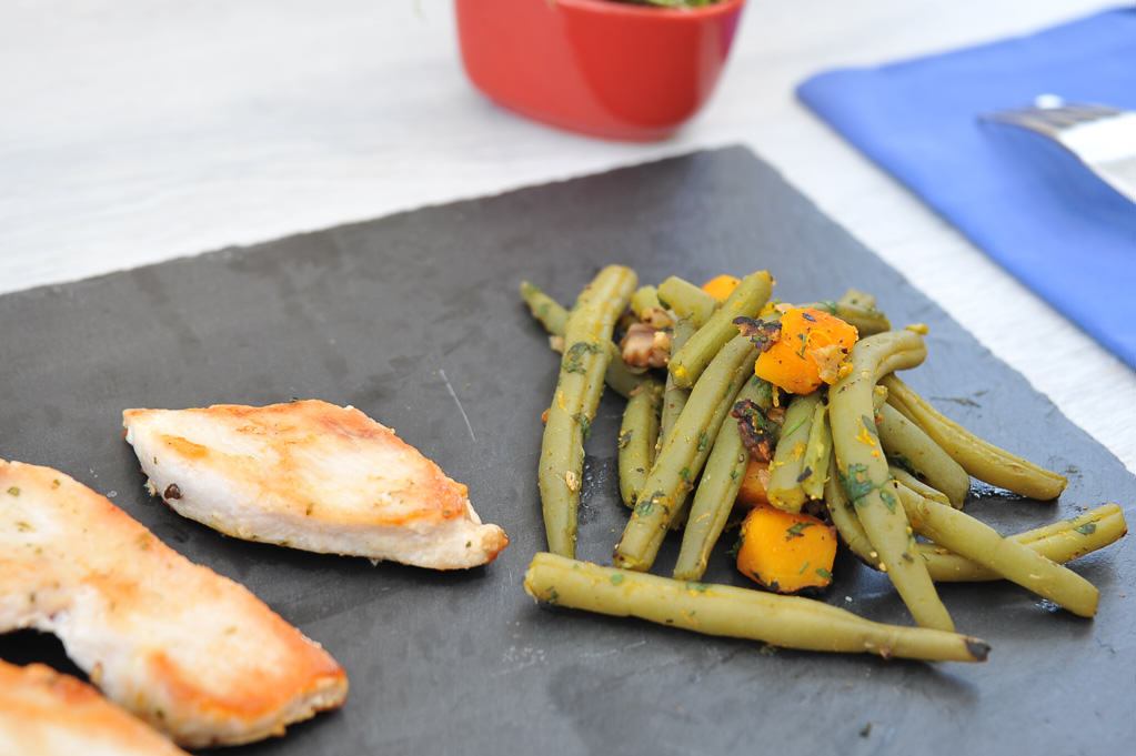 Haricots verts et potimaron aux agrumes