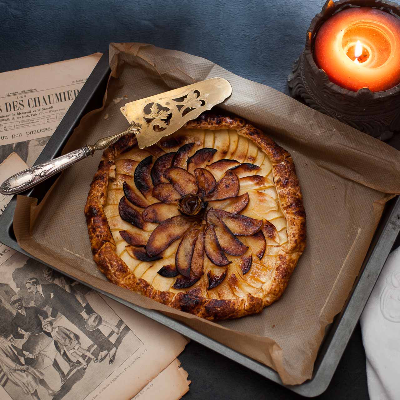 Tarte rustique aux pommes Tentation et sirop de bergamote