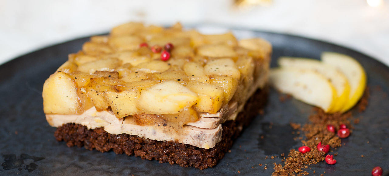 Foie gras aux pommes Tentation, sur pain d&rsquo;épices