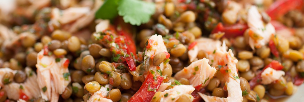 Salade de lentilles et saumon