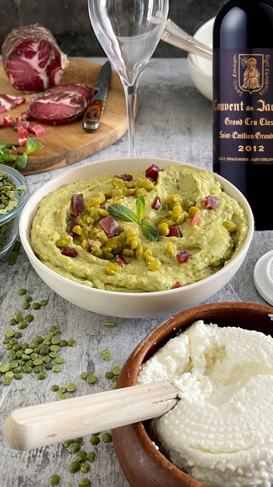 Purée de pois cassés au bruccio et lardons de coppa - Recettes simples